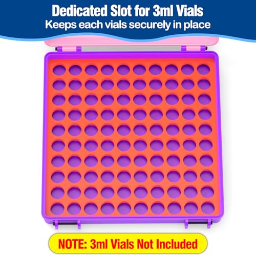 100 Slot 3ml Vial Storage Case with Secure Lid for 3ml Peptide Vial Storage