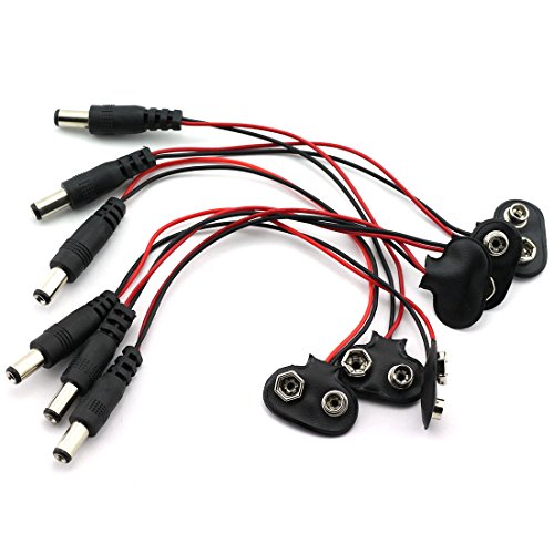 DZS Elec 6pcs 15CM 9V Battery Snap Connector Clip Lead Wire Experimental Battery Snap Power Cable with 5.5x2.1mm DC Male Plug for Arduino Project or LED Light Bar