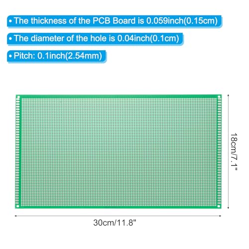 PATIKIL 7.1" x 11.8" PCB Board Circuit, 5 Pcs Single Sided Prototype Solder Boards for DIY Soldering and Electronic Project Circuit Boards Solderable Breadboard, Green - size: 7.1" x 11.8"