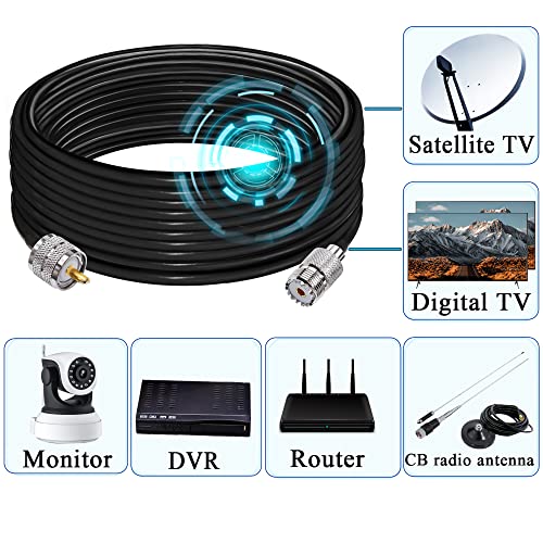TUOLNK Coax Cable RG58 UHF Male to Female Extension Cable Low Loss CB Antenna PL-259 Jumper for CB Radio Ham Radio 32.8ft(10M) - size: 32.8ft