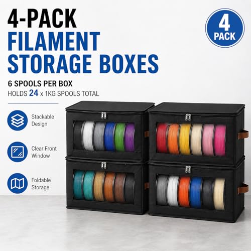 24 Spools Filament Storage Box, Stackable Foldable Moisture-Proof