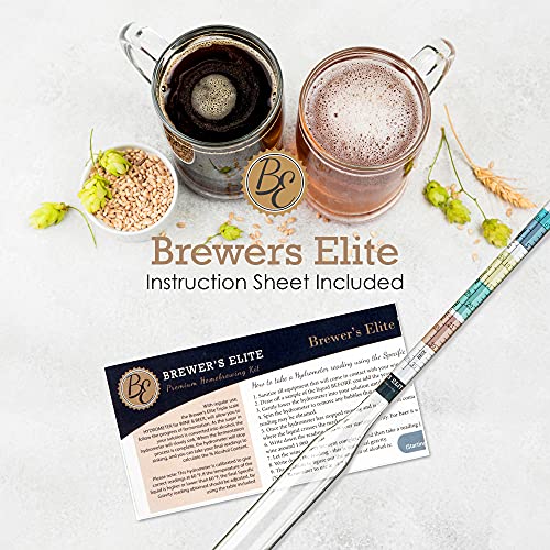 Brewer's Elite Hydrometer for Home Brew Beer, Wine, Mead and Kombucha - Deluxe Triple Scale Set with Hardcase and Cloth - Specific Gravity ABV Tester (Pack of 2) - size: Hydrometer Set (Pack of 2)