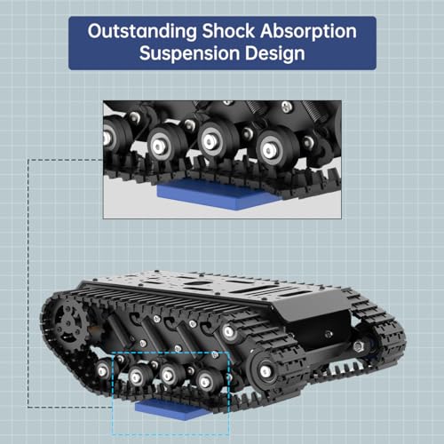 Robot Tracked Tank Car Chassis with Encoder DC Motor, Suspension Shock Absorption Chassis Car Full-Metal Robotic Moving Platform Track for Arduion RPi Microb Jetson Python DIY Smart Robot Maker - style: 1 Layer