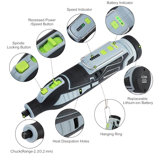WORKPRO 12V Cordless Rotary Tool Kit for DIY Crafts - color: Grey