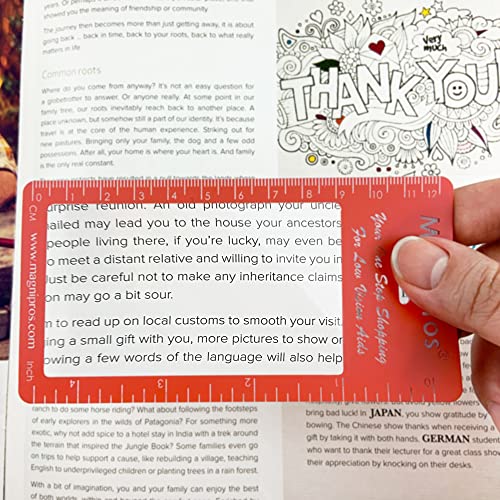 MAGDEPO 3X Bookmark Magnifier, PVC Fresnel Lens Pocket Size Reading Magnifier for Low Vision, Menu, Map Newspaper, Book, Tags.. etc. and a Signature Guiding Tool for Vision Handicap. - style: 3 Bookmark magnifiers & 1 Signature Guide Tool