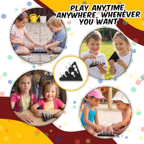 Zhanmai 3 Sets Wooden Triangle Peg Travel Game, White Peg Black Board - color: White Peg Black Board