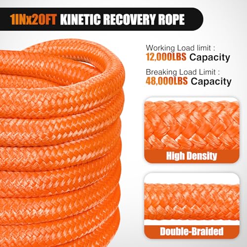 Nilight 1in x 20ft Kinetic Recovery Rope - color: 1in x 20ft Rope