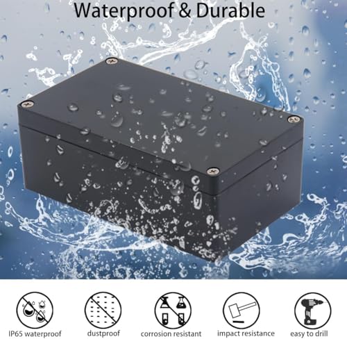 Project Box ABS Black Electrical Boxes IP65 Outdoor Waterproof Box Electronic Junction Box Power Enclosure with Cable Glands for DIY Project 7.87 x 4.72 x 4.45 inch (200x120x113mm) - size: 7.87"x4.72"x4.45"