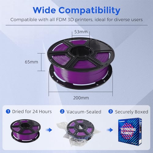FLASHFORGE PETG Pro Filament 1.75mm Purple, 3D Printer Filament 1kg (2.2lbs) Spool, Dimensional Accuracy +/- 0.02mm, 3D Printing Filament for Various Mechanical Parts, Waterproof Parts - color: Purple