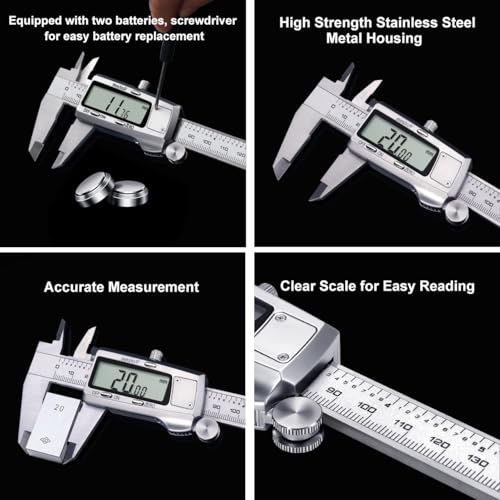 Kynup Digital Caliper, Caliper Measuring Tool, Micrometer, Full Turn Off - color: Silver, size: 6 Inch