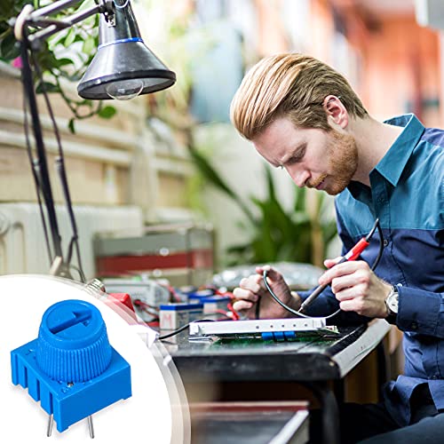 Flutesan 24 Pieces 10K Ohm Trim Potentiometer Kit with Knob Variable Resistors Breadboard Trimmer Potentiometer Assortment Kit Compatible with Arduino, Blue