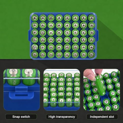 ALCYON Plastic Battery Storage Organizer for 48 AA Batteries - color: Blue, size: Large 48+AA Batteries