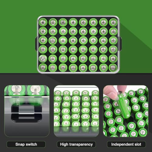 ALCYON Battery Organizer Storage Case, Battery Box for 48 AA Batteries - color: Black, size: Large 48+AA Batteries