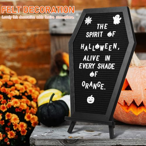 Operitacx Coffin Letter Board, 16 x 11 Inch Halloween Felt Message Sign - color: 350Pcs