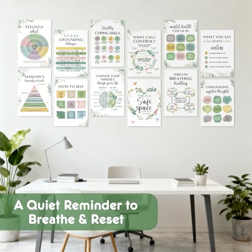 12 Pcs Mental Health Growth Mindset Change Posters Set - color: Mental Health