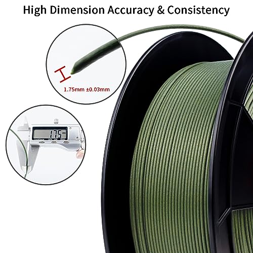 ZIRO Carbon Fiber PLA Filament 1.75mm, Reinforced 0.8KG CF, Military Green - color: Cf-military Green