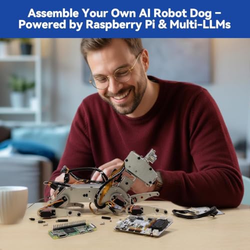 SunFounder AI Robot Kit with Raspberry Pi Zero 2 W+32G TF Card, ChatGPT-4o Enabled with Voice Command & Video Recognition, App Control, FPV, 12 Servos, Gyroscope, Camera, Mic - color: PiDog + Zero 2 W + 32G TF Card