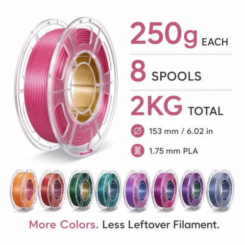 iplusmile 8 Silk Dual Color PLA Filament Bundle 1.75mm for 3D Printer, 2KG - color: Silk Dual Color Bundle, size: 2KG