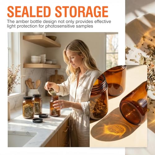 PEKYBIO 24 Pack 100ML Amber Glass Wide Mouth Packer Bottle with Cap - size: 100 mL (3.4 fl oz) Packer Bottle
