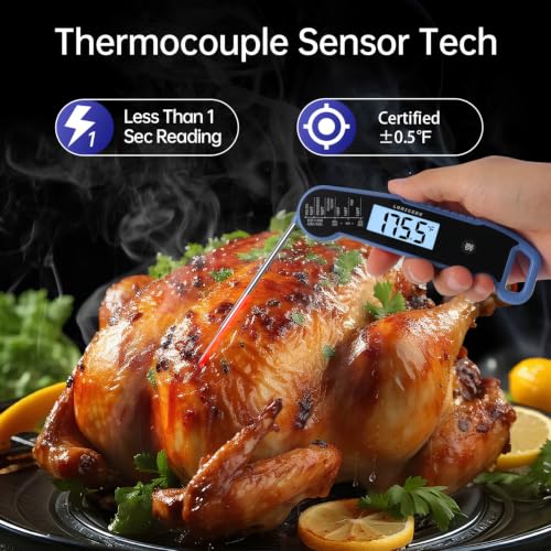 Lonicera Instant-Read Meat Thermometer, 1-Second, ±0.5°F Accuracy, Blue - color: BLUE