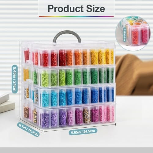 Diamond Art Storage Organizer, 200 Jars, 4-Tier Stackable Case - color: Clear-4 Tier