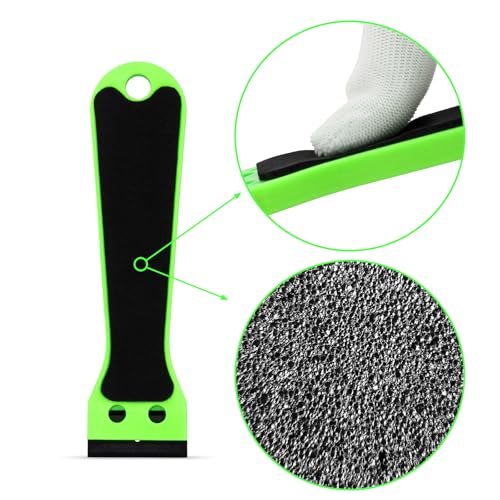 EHDIS 2pcs Plastic Razor Scraper 6-inch Long Handle Adhesive Remover Tool with 100 Double-Edge Blades for Window Tint Vinyl Scraper Decal Sticker Glue Remove (Neon-Green) - color: neon-green
