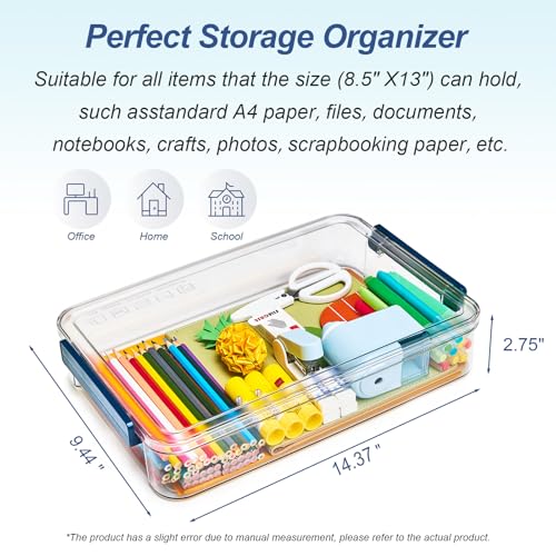 CATOOMUU 16-Pack 9x13 Shallow Flat Clear Plastic Storage Boxes - color: Large-Blue-16-Pack
