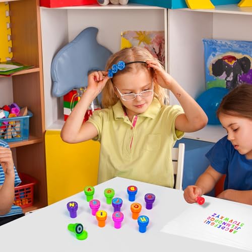 Cinrobiye 24 Pcs Alphabet Stampers Party Favor Set, Cute ABC Letter Stamps for Kids Early Learning, Classroom Rewards, Educational Phonics Toys, Goody Bag Fillers, Preschool Learning Supplies - color: Alphabet2
