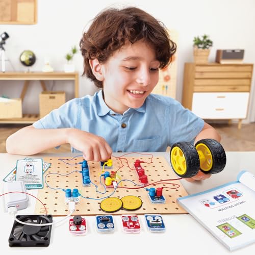 Hape Lab Box Circuit Explorer Base - 90+ Circuit Experiments STEM Toy for Kids Ages 8+, DIY Electronics Building Set, Science & Engineering Discovery Kit with 39 Pieces & Instruction Book
