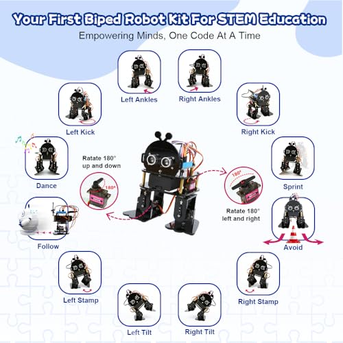 ACEBOTT Robotics for Kids Ages 12-16,Bionic Biped Robot Kit for Arduino ESP32, STEM Science Kits, Cool Engineering Building Toys, Science Coding Kit for 12+ Boys Girls Teens and Adults Unique Gifts - color: Black-blue