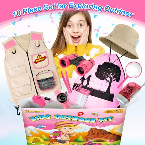 YOPINSAND Kids Explorer Kit & Bug Catcher Kit, Kids Outdoor Exploration Set - color: Pink