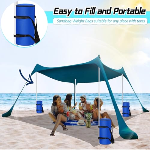 Blueweenly Set of 4 Canopy Weights Sand Bags, 300 Lbs 600d Windproof, Blue
