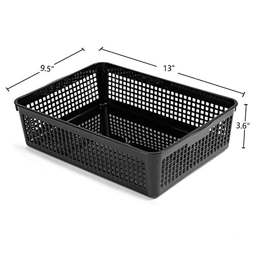 Aebeky A4 Size Plastic Paper Storage Trays,Desktop File Organizer Baskets,6-Packs (Black) - color: Black