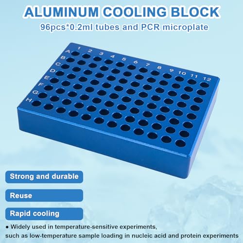 Aluminum Cooling Block - PCR Plate Cooler ,96-Well for 0.2 mL Tubes, Strips or 96-Well Plates (96-Well) - size: 0.2mL 96 well or 96 PCR plate