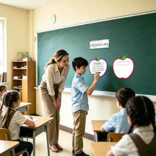 Classroom Learning Objectives Board, 9pcs Magnetic Schedule Display - style: Apples-Shape Whiteboard