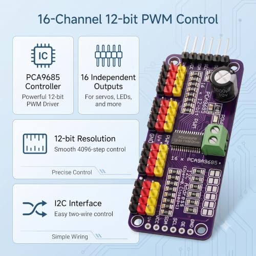 1PCS PCA9685 16-Channel 12-Bit PWM Servo Motor Driver Board