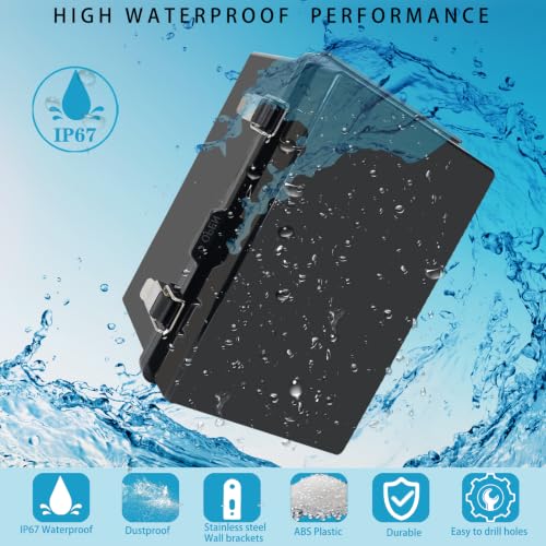 Outdoor Waterproof Electrical Box Junction Box Weatherproof IP67 ABS Plastic Enclosure Switch Router Project Box Electronics Enclosure with Mounting Plate Wall Bracket Black 11.8"x7.9"x6.7" - color: Black, size: 11.8" x 7.9" x 6.7"