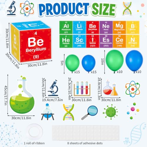 66Pcs Science Lab Party Decoration Pre-Folded Cardstock Kit Green Blue - color: Green Blue