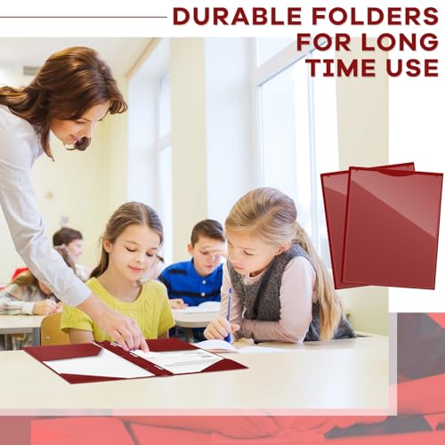 Henoyso 36 Pcs Plastic Folder with Clear Front Pocket, Burgundy - color: Burgundy