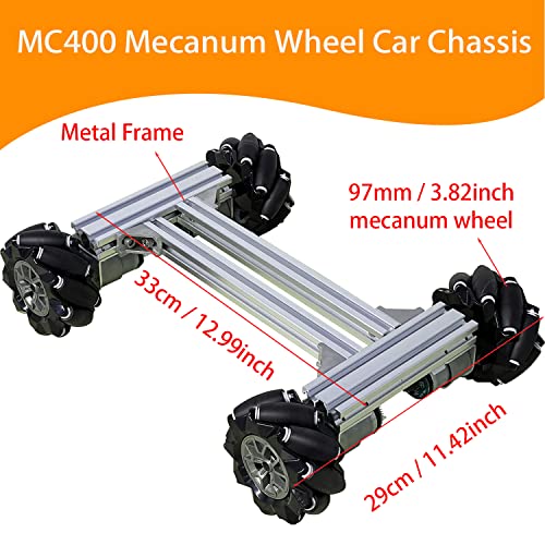 Mecanum Wheel 4wd Metal Robot Car Chassis Control Learning Kit for Arduino Raspberry Pie Microbit with DC Encoder Motor, DIY Steam AGV ROS AI Move Education Platform Robotic Functional Model Silver - color: Silver