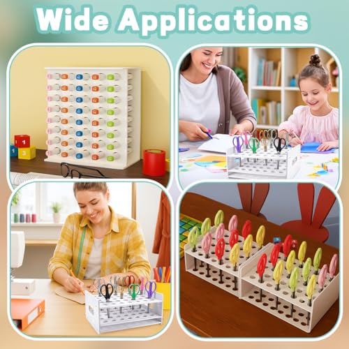 PH PandaHall 35 Holes Scissors Rack Organizer,PVC White Scissor Holder Storage Stand Desktop Tool Stand for Scissors Pens Makeup Brushes Knitting Tools Barbershop Home Office, 12.3x9.8x5.9inch