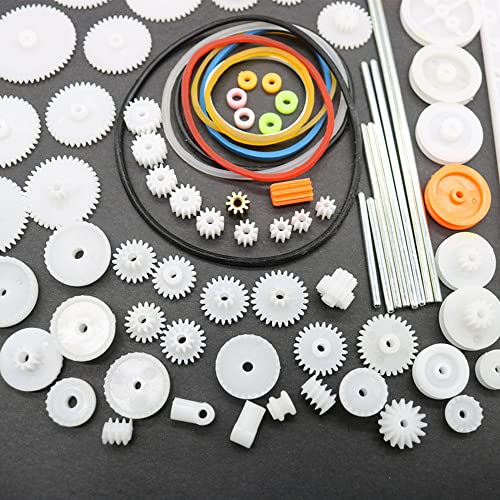 DAGIJIRD Plastic Gears Pulley Belt Motor Gear Set Worm Kits Robot Car Motor Toy DIY Parts Assortment 82Pcs