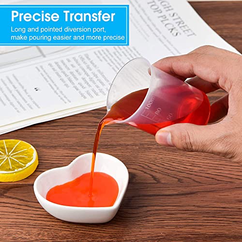 4 Pcs 100ml/3.4oz Plastic Measuring Cups for Liquids, Clear Small Plastic Measuring Cup,100ml Lab Graduated Beaker, Multipurpose Reusable Mixing Cups for Kitchen Cooking Medicine Measure Tool - color: 100ml - 4 Pcs