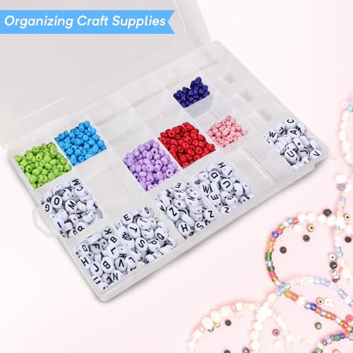 Guyuyii 4 Pack 36-Grid Plastic Clear Organizer Box with Adjustable Dividers - size: 4 Pack 36 Compartments