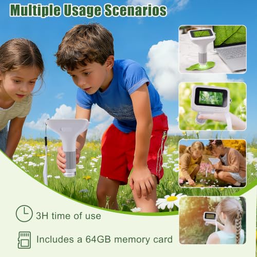HOMEE 3" Kids Digital Microscope Kit, Portable Handheld Pocket Micro Scope