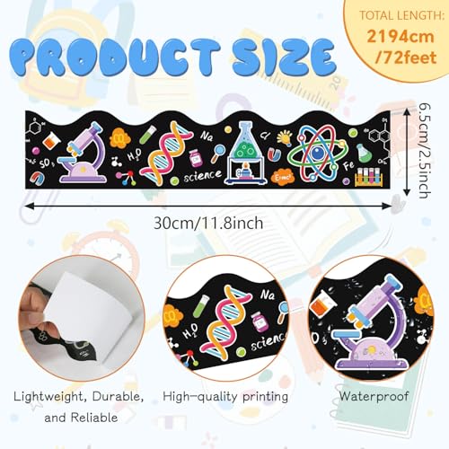 72 Feet Science Bulletin Board Borders, Science Classroom Decor - color: Scientific2