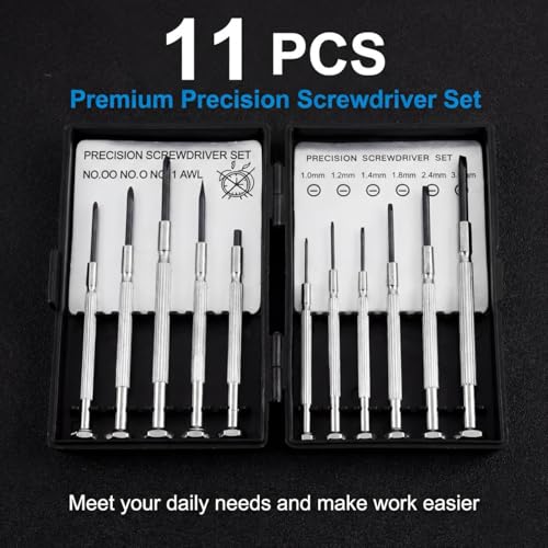 11 PCS Mini Screwdriver Set, Small Screwdrivers of Flathead and Phillips, Screwdriver Sets for Glasses, Watch, Phone, Toys, Computer Repair