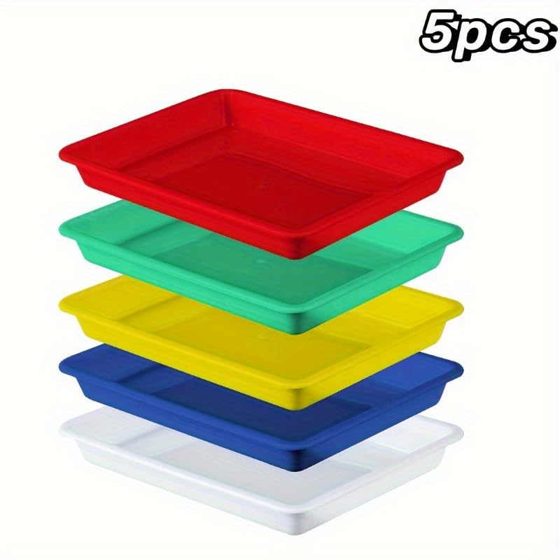 Plastic Art Trays,5 Pieces Stackable Activity Crafts Organizer, Serving, Jewelry Tray for DIY Projects, Painting, Beads, Organizing Supply