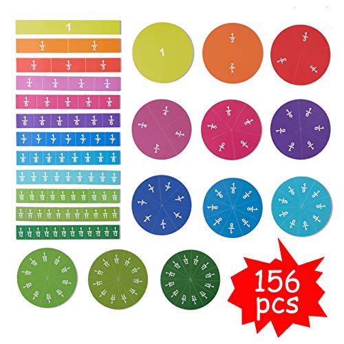 ZazzyKid Magnetic Fraction Tiles and Circles-Fraction Manipulatives Set - size: Medium