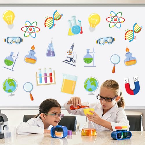 45Pcs Science Cutouts Scientist Bulletin Board Set Science Project Board Decor Chemistry Laboratory Paper Cutouts for Classroom School Wall Decoration